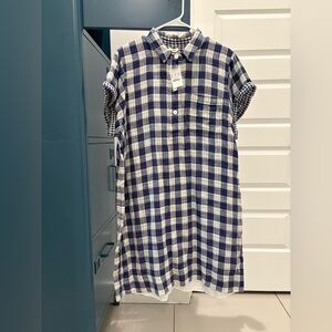 J.Crew Shirt Dress XXL Blue Gingham